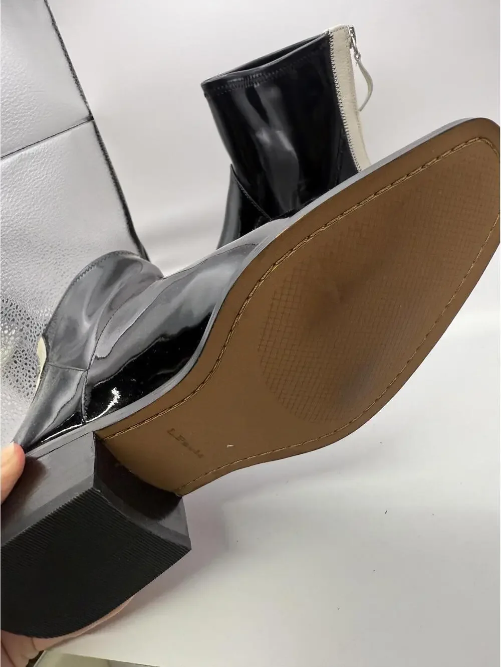 Linea Paolo Velore Color Block Bootie Black Patent Leather Women's Ankle  5.5
